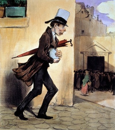 El ahorro llevando sus ahorros a la Caja de Ahorros. Litografía de Honoré Daumier (1808-1879) siglo XIX París, Museo Carnavalet de Honoré Daumier
