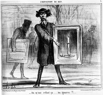 Me rechazaron... ¡los ignorantes!... , tomado de “Pinturas y Salones”, serie de caricaturas de Honore Daumier (1808-1879). “Charivari” de Honoré Daumier