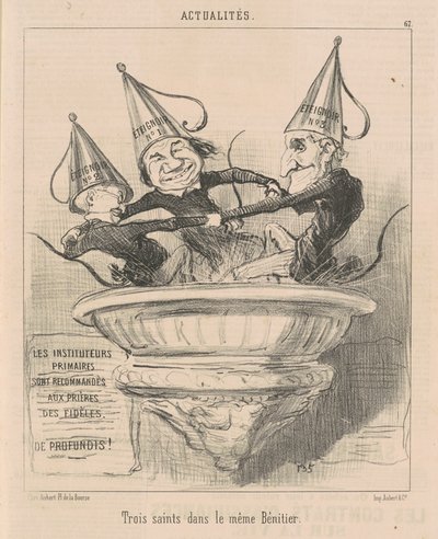 Tres santos en el mismo benditero de Honoré Daumier