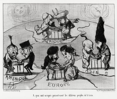 Mesas giratorias (fluidomanía): en qué están ocupados actualmente los diferentes pueblos de la tierra. Ilustración de Honore Daumier (1808-1879), publicada en las noticias, “Charivari”, fechada el 22 de junio de Honoré Daumier