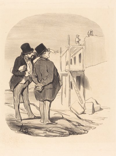 Dos hombres entre ruinas de Honoré Daumier