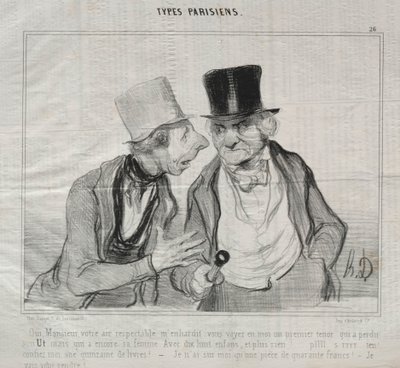 Tipos parisinos, lámina 26: Sí, señor, su aire respetable me anima... de Honoré Daumier