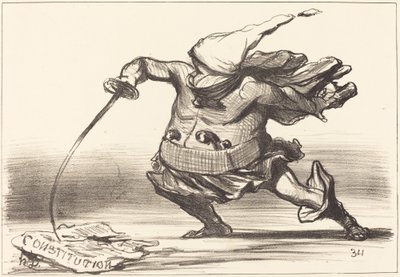 Un Matamore llevando una bota de Honoré Daumier