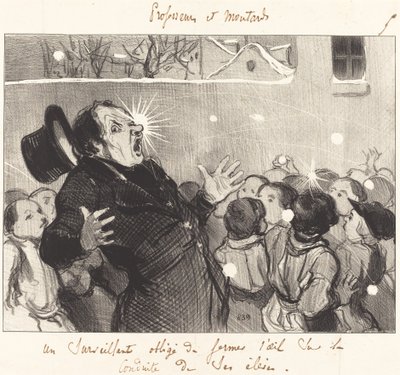 Un vigilante obligado a cerrar el ojo... de Honoré Daumier