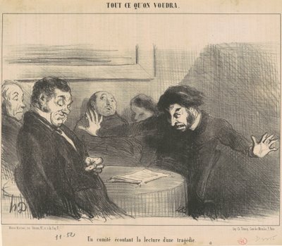 Un comité escuchando la lectura de una tragedia de Honoré Daumier