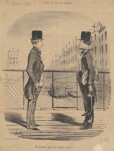 Un hombre en sus pequeños zapatos de Honoré Daumier