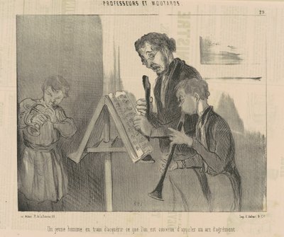 Un joven en proceso de adquirir... un arte de entretenimiento de Honoré Daumier
