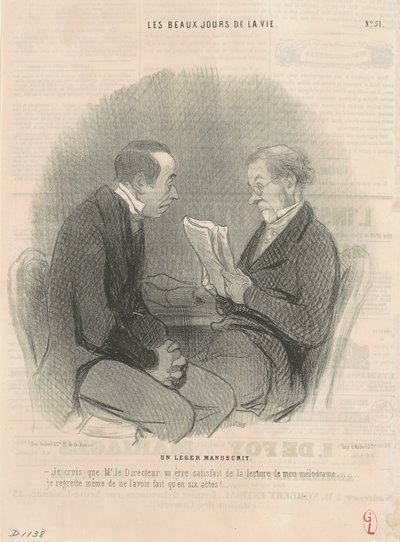 Un ligero manuscrito de Honoré Daumier