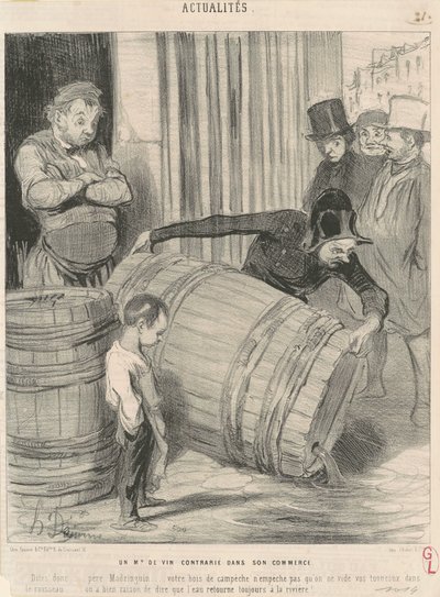 Un comerciante de vino contrariado en su comercio de Honoré Daumier