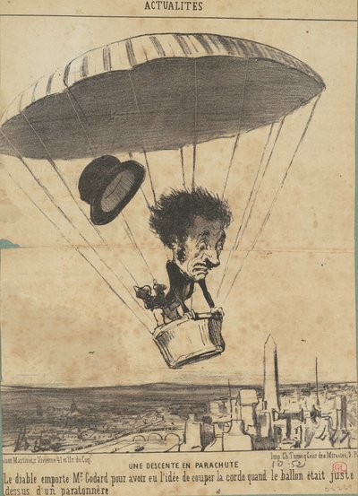 Un descenso en paracaídas de Honoré Daumier
