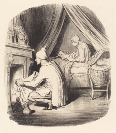 Una noche agitada de Honoré Daumier