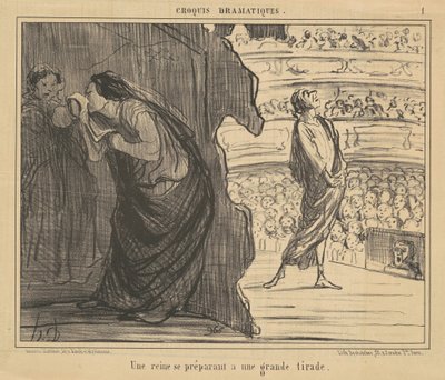 Una reina preparándose para una gran tirada de Honoré Daumier