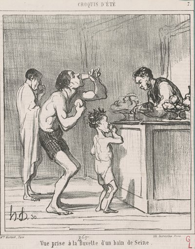 Vista tomada en la cantina de un baño de Honoré Daumier
