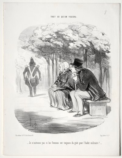 Lo que quieras, placa 51: ¿No me sorprende que las mujeres siempre estén enamoradas del uniforme militar? de Honoré Daumier