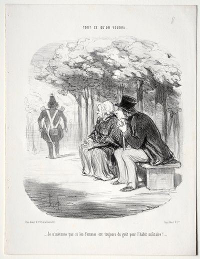 Lo que quieras, placa 51: No me sorprende que las mujeres siempre estén enamoradas del uniforme militar, 1848 de Honoré Daumier
