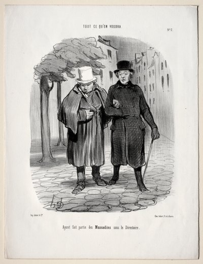 Lo que quieras, lámina 7: Habiendo tomado el papel de dandis bajo el Directorio de Honoré Daumier