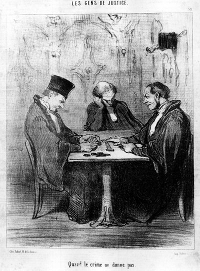 Cuando el crimen no da, tomado de la serie “Gente de Justicia”, serie de caricaturas sobre la justicia de Honoré Daumier. “Charivari” de Honoré Daumier