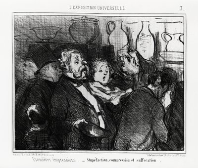 Exposición mundial: primeras impresiones: estupefacción, compresión y sofocación. Ilustración de Honoré Daumier, publicada en 