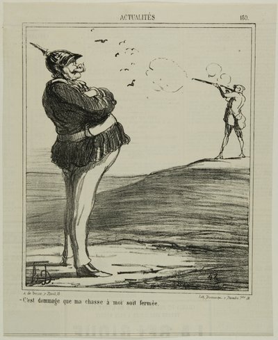 "-Qué pena que no me dejen ir de caza", placa 180 de Actualitiés de Honoré Victorin Daumier