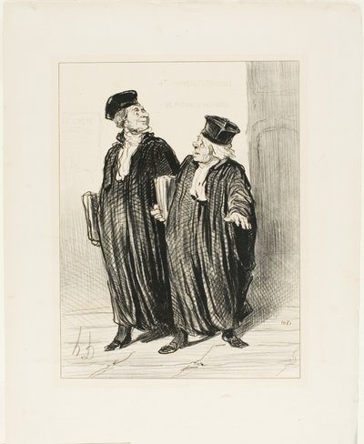 "- Finalmente obtuvimos la división de bienes entre marido y mujer... - sobre la hora, ya no quedaba dinero para dividir," lámina 3 de Les Avocats Et Les Plaideurs de Honoré Victorin Daumier