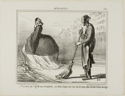 "- Lamentaría que este modo pasara de moda algún día... ¡estas señoras hacen la mitad de mi trabajo!", plato 438 de Actualités de Honoré Victorin Daumier