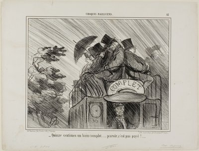 "- Sólo 15 céntimos por un baño completo .... ¡qué ganga!", lámina 12 de Croquis Parisiens de Honoré Victorin Daumier