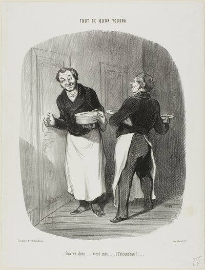 "- ¡Abre..... soy yo.... el estofado de ternera!", plato 17 de Tout Ce Qu