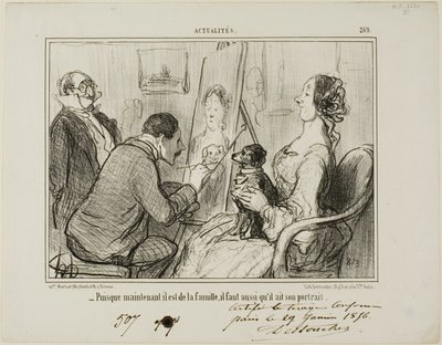 "- Puesto que ahora forma parte de la familia, también debe hacerse retratar", lámina 269 de Actualités de Honoré Victorin Daumier
