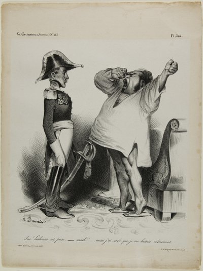 "- ¡Señor! Lisboa ha sido capturada. - aaaah!!... ¡y yo soñaba que había luchado valientemente!," placa 304 de Honoré Victorin Daumier