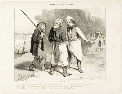 "- ¡Bueno, imagínate! Creía que acabábamos de descubrir una isla desierta o, al menos, un país habitado por caníbales. - No, Sir.... y la prueba es que, si quiere, le voy a hacer comer un excelente fricasé de caza en salsa de vino blanco. - de Honoré Victorin Daumier