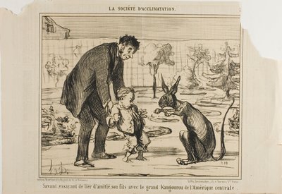 Un científico intenta hacerse amigo de su hijo con un gran canguro de América Central, lámina 3 de La Société D