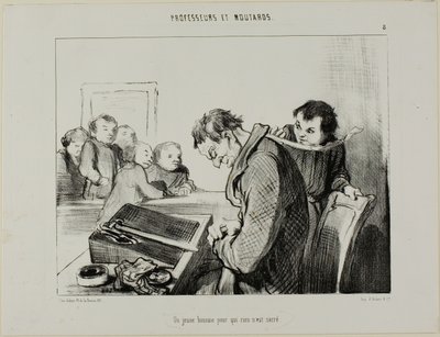 A Young Man to Whom Nothing is Sacred, lámina 8 de Professeurs Et Moutards de Honoré Victorin Daumier