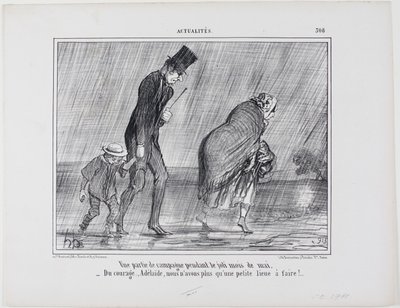 Una excursión campestre durante el hermoso mes de mayo. "- Ánimo... Adelaïde es una liga más", placa 308 de Actualités de Honoré Victorin Daumier