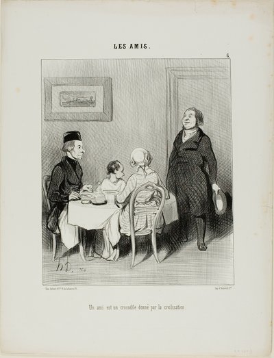 Un amigo es un cocodrilo producido por la civilización, lámina 6 de Les Amis de Honoré Victorin Daumier