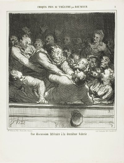 Un argumento literario en el segundo plano, lámina 3 de Croquis Pris Au Théatre par Daumier de Honoré Victorin Daumier