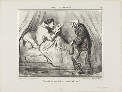 "¡Una protesta el día de Año Nuevo! ¡Qué suerte! ...........," lámina 42 de Croquis Parisiens de Honoré Victorin Daumier