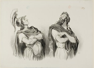 Aquiles y Agamenón. Aquiles: "- ¡Y qué me importa tu Troya!", placa uno de Physionomies Tragiques de Honoré Victorin Daumier