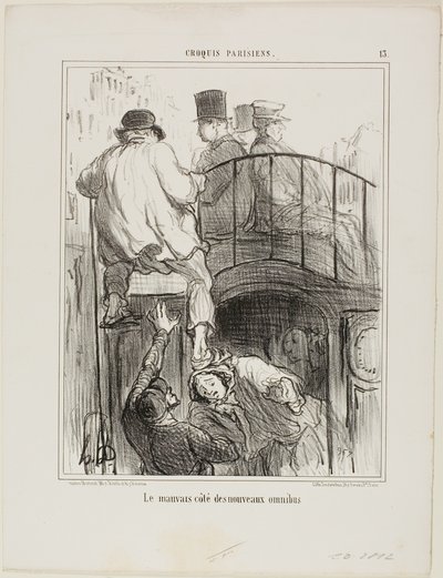 Un aspecto desagradable del nuevo tipo de ómnibus, lámina 13 de Croquis Parisiens de Honoré Victorin Daumier