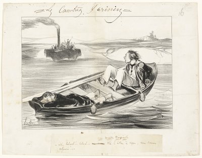 Un encuentro desagradable, plato dieciséis de Les Canotiers Parisiens de Honoré Victorin Daumier
