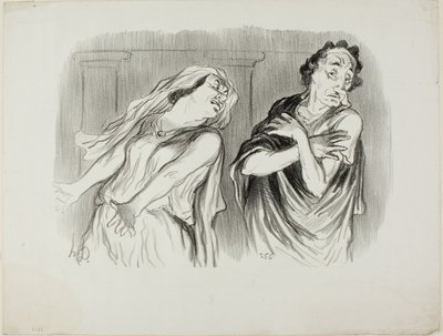 Andrómaca. "- El destino de nuestra familia fue la muerte despiadada, mi marido fue torturado hasta el fin de su aliento", lámina 6 de Physionomies Tragiques. de Honoré Victorin Daumier