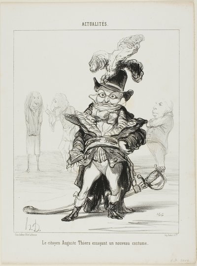 Ciudadano Thiers probándose un nuevo traje, lámina 114 de Actualités de Honoré Victorin Daumier