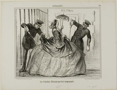 Las crinolinas empiezan a ser sospechosas, placa 419 de Actualités de Honoré Victorin Daumier