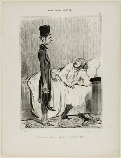 Visita matinal de un acreedor relativa a las botas, lámina 4 de Émotions Parisiennes de Honoré Victorin Daumier