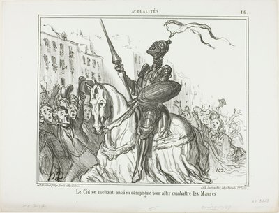 El Cid también sale al campo a luchar contra los moros, lámina 116 de Actualités de Honoré Victorin Daumier