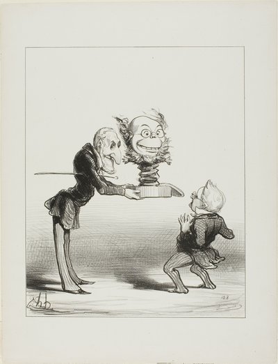 El padre Molé llevando regalos de Año Nuevo al pequeño Thiers, lámina 62 de Actualités de Honoré Victorin Daumier