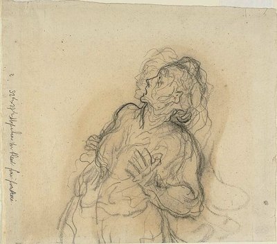 Mujer asustada de Honoré Victorin Daumier