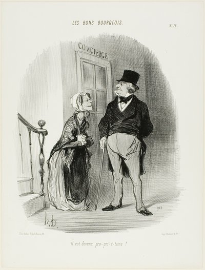 "¡Se ha convertido en un Laaaand-Looooord!", lámina 18 de Les Bons Bourgeois de Honoré Victorin Daumier