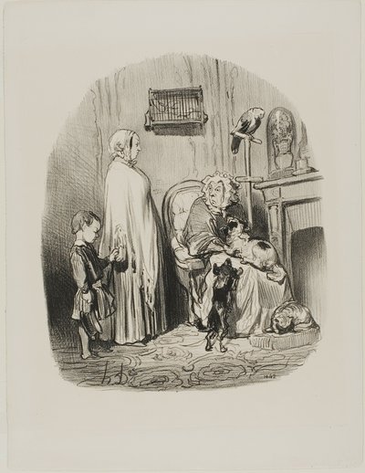"No alquilo a personas con niños", placa 14 de Locataires Et Propriétaires de Honoré Victorin Daumier