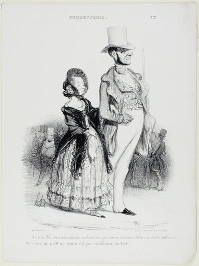 "Me digo: ¿alguien se imaginaría que venimos de la Rue des Lombards... Realmente no parecemos pasteleros en absoluto", lámina 2 de Coquetry. de Honoré Victorin Daumier