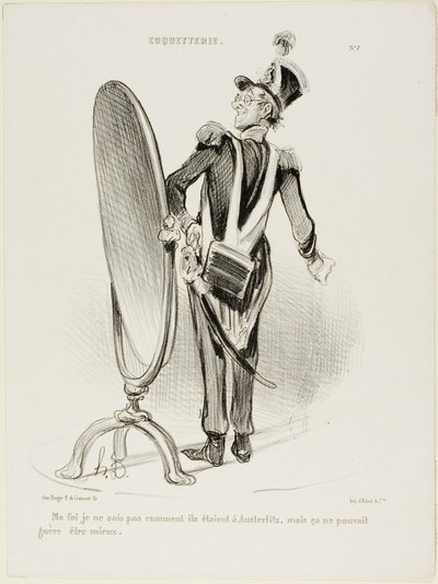 "De hecho, no sé qué aspecto tenían en Austerlitz, pero difícilmente podrían haber tenido mejor aspecto", placa 7 de Coquetterie. de Honoré Victorin Daumier